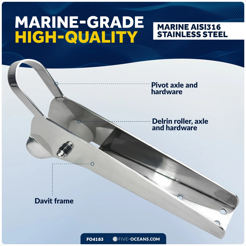 316 Stainless Steel Fixed Anchor Bow Roller for Boats (14-5/8-Inch)