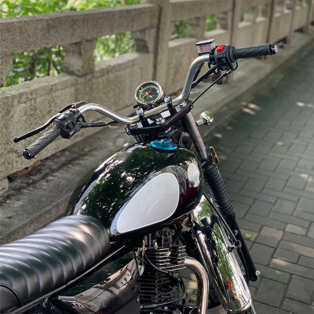 Chrome 1" Tracker Drag Bar Handlebars for Harley (Fits Cafe Racer, Chopper, Bobber)