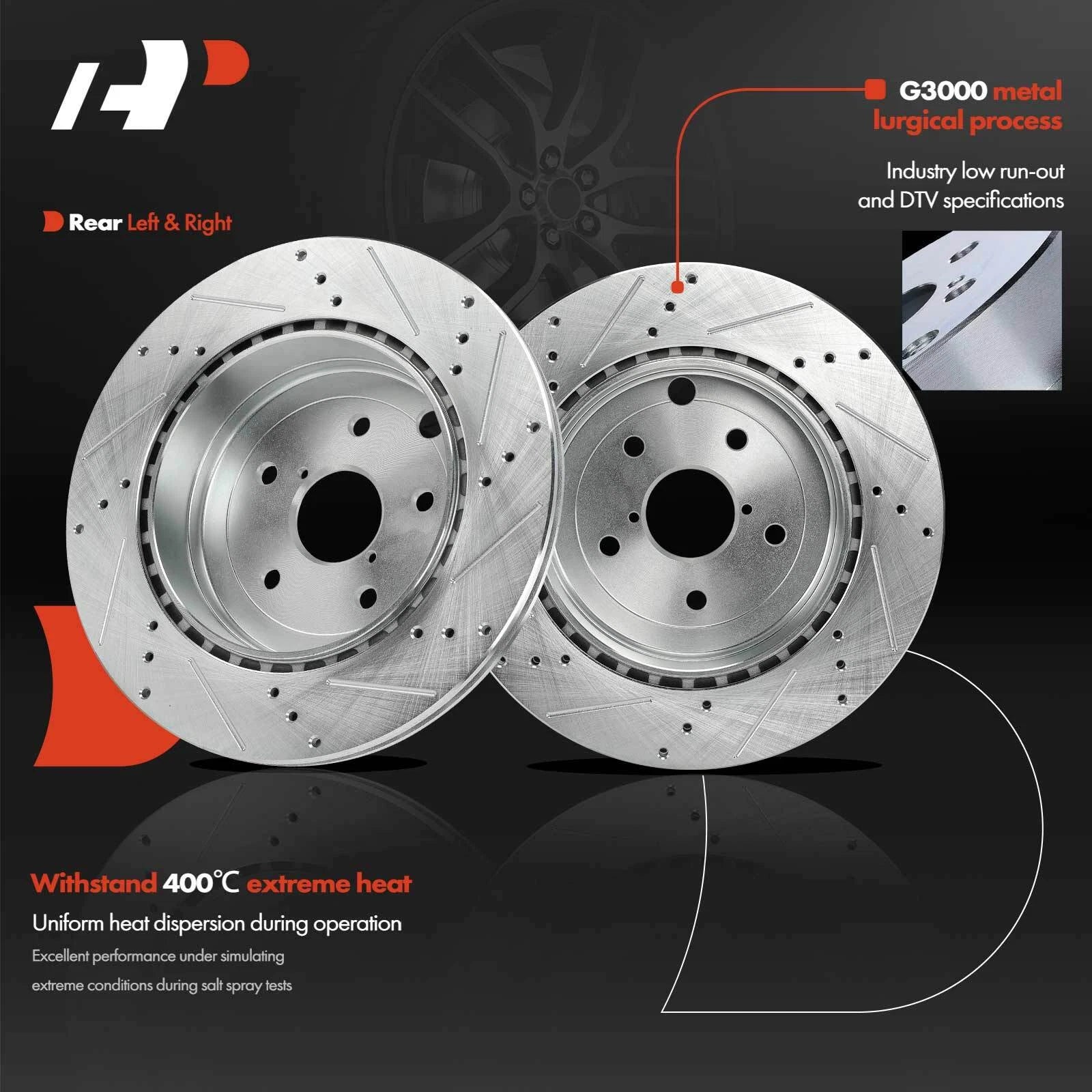 Set of 4 Drilled Brake Rotors for Subaru Impreza WRX (2008–2014)