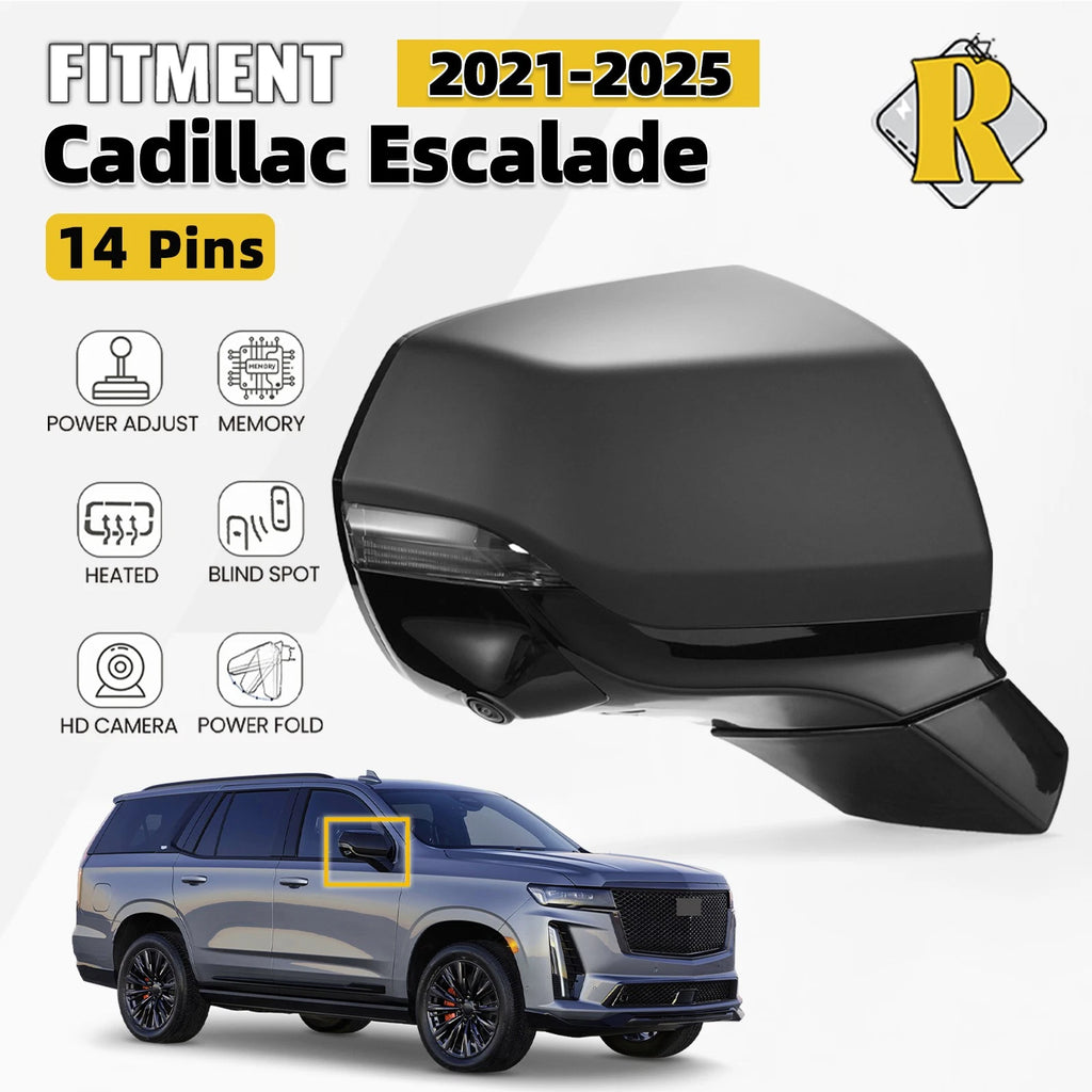Side Mirror for Cadillac Escalade (2021–2024) W/ BSD, Camera, Heated, Right 14 Pin