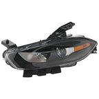 Halogen Headlight for Dodge Dart (2013–2016) Left Side w/Black Trim, Bulb Driver