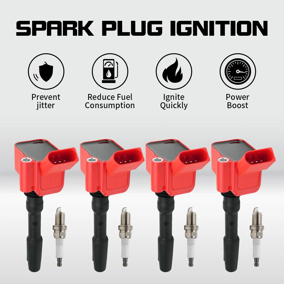 Set of 4 Ignition Coils + Plugs for Audi A3 A4 Q3 Q5 VW Beetle Golf Jetta Tiguan (2010–2020) UF765