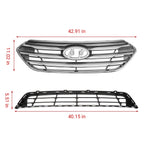 Set of 2 Front Upper & Lower Bumper Grille for Hyundai Santa Fe Sport (2017–2018)