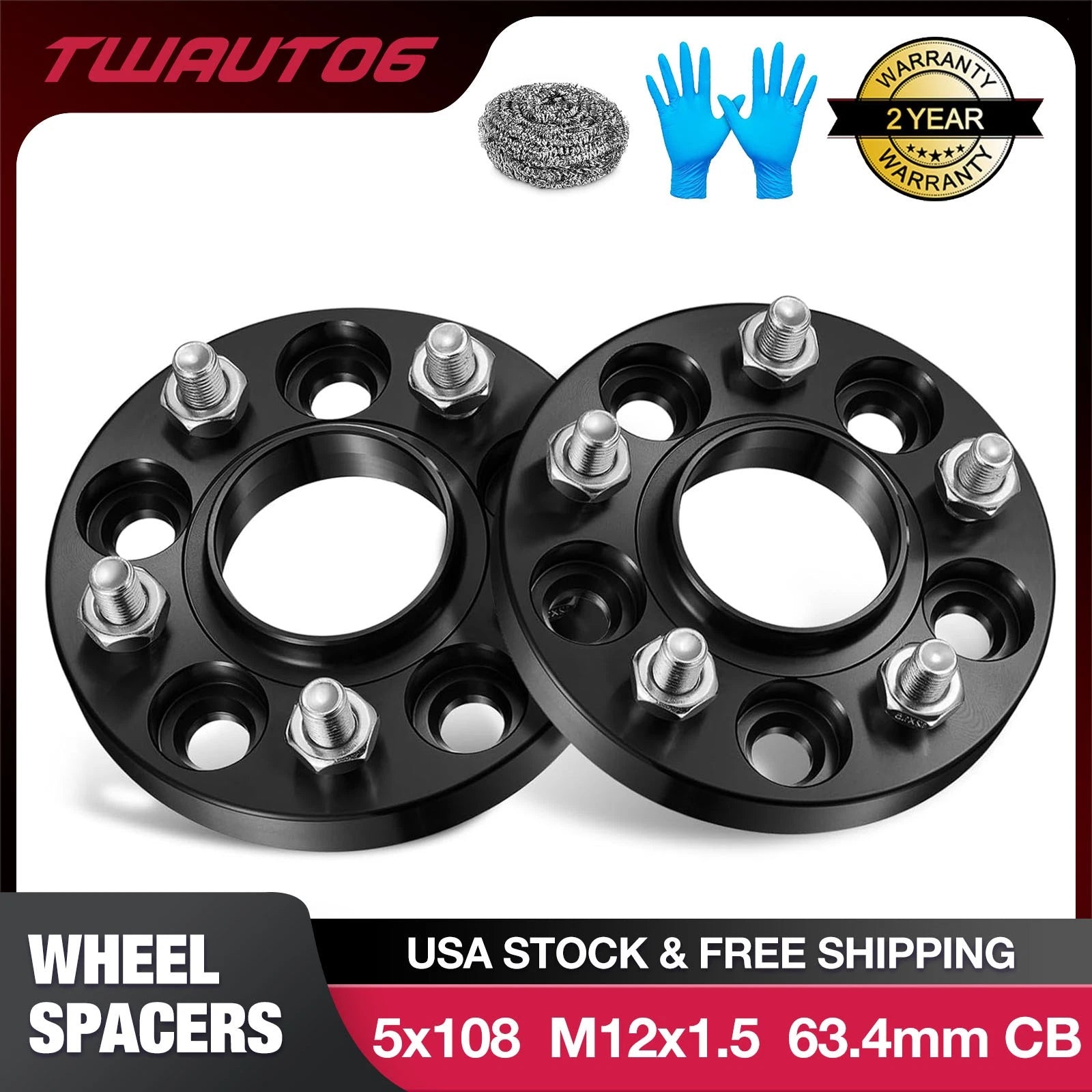 2X 20mm Hubcentric Wheel Spacers 5x108 for Ford Escape Focus Bronco Sport (2020–2023)