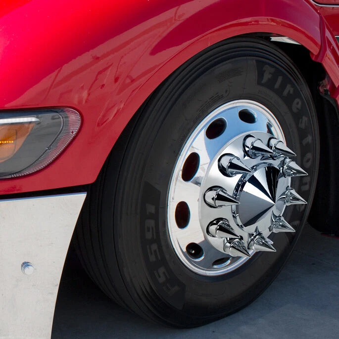 Chrome Spike Lug Nut Covers 33mm Thread-On for Universal Fit (60-Pack)