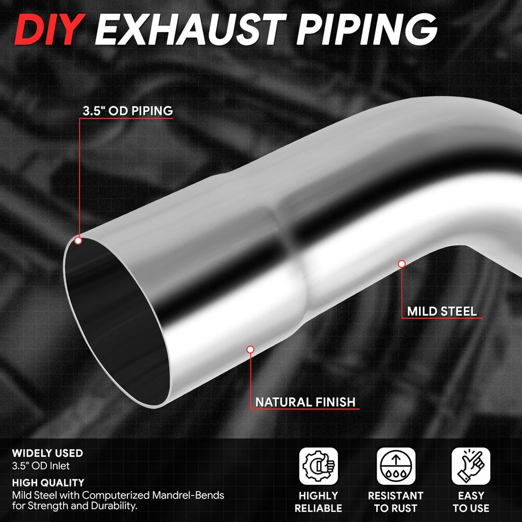 8pcs 3.5" OD 16-Gauge Slip-Fit Exhaust Piping Bends for DIY Projects