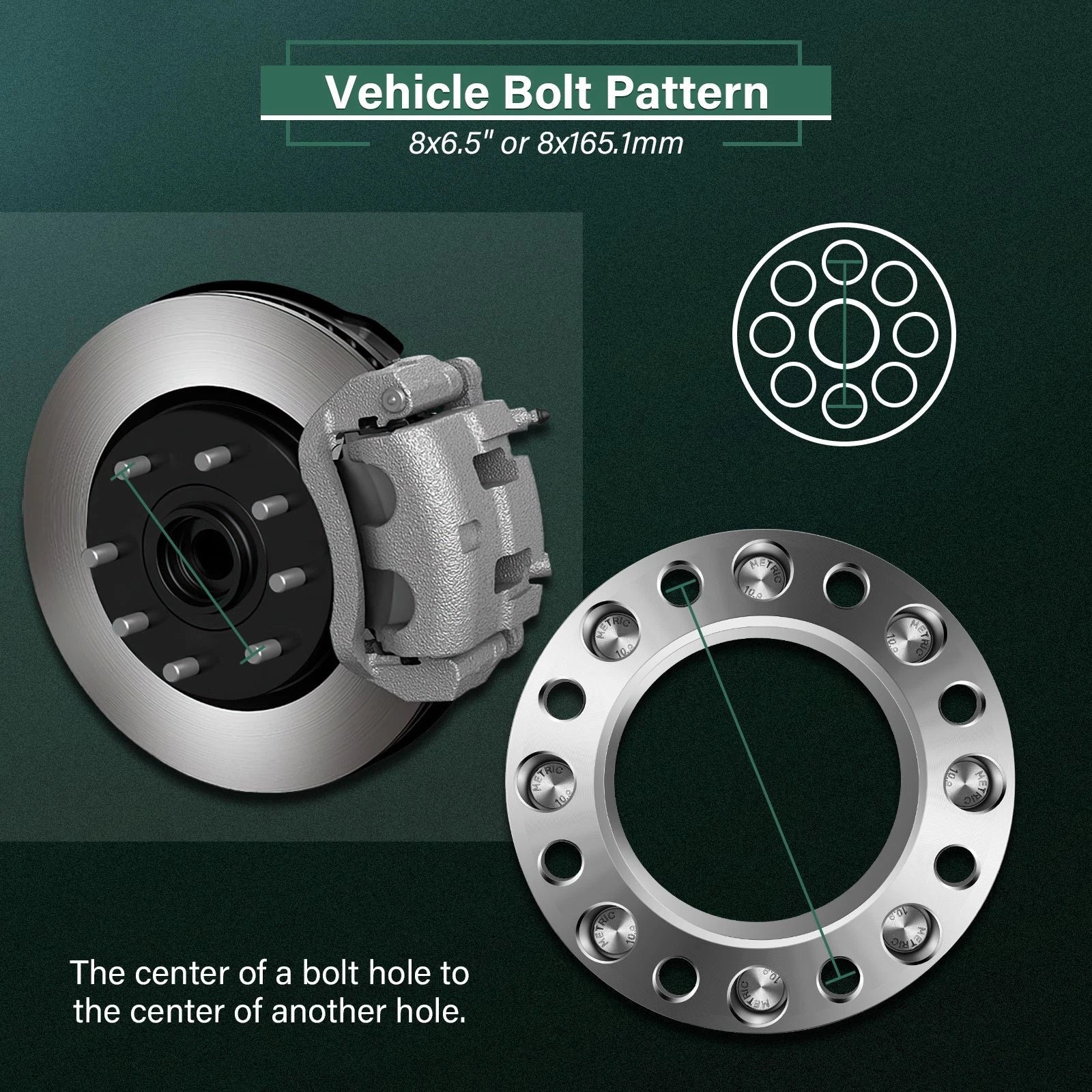 4X 1.5 Inch Wheel Adapters 8x6.5 to 8x180 14x1.5 for Chevrolet Silverado 2500 HD (2001–2023)