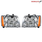 Set of 2 Chrome Headlights for Chevy Avalanche Tahoe Suburban (2007–2014)