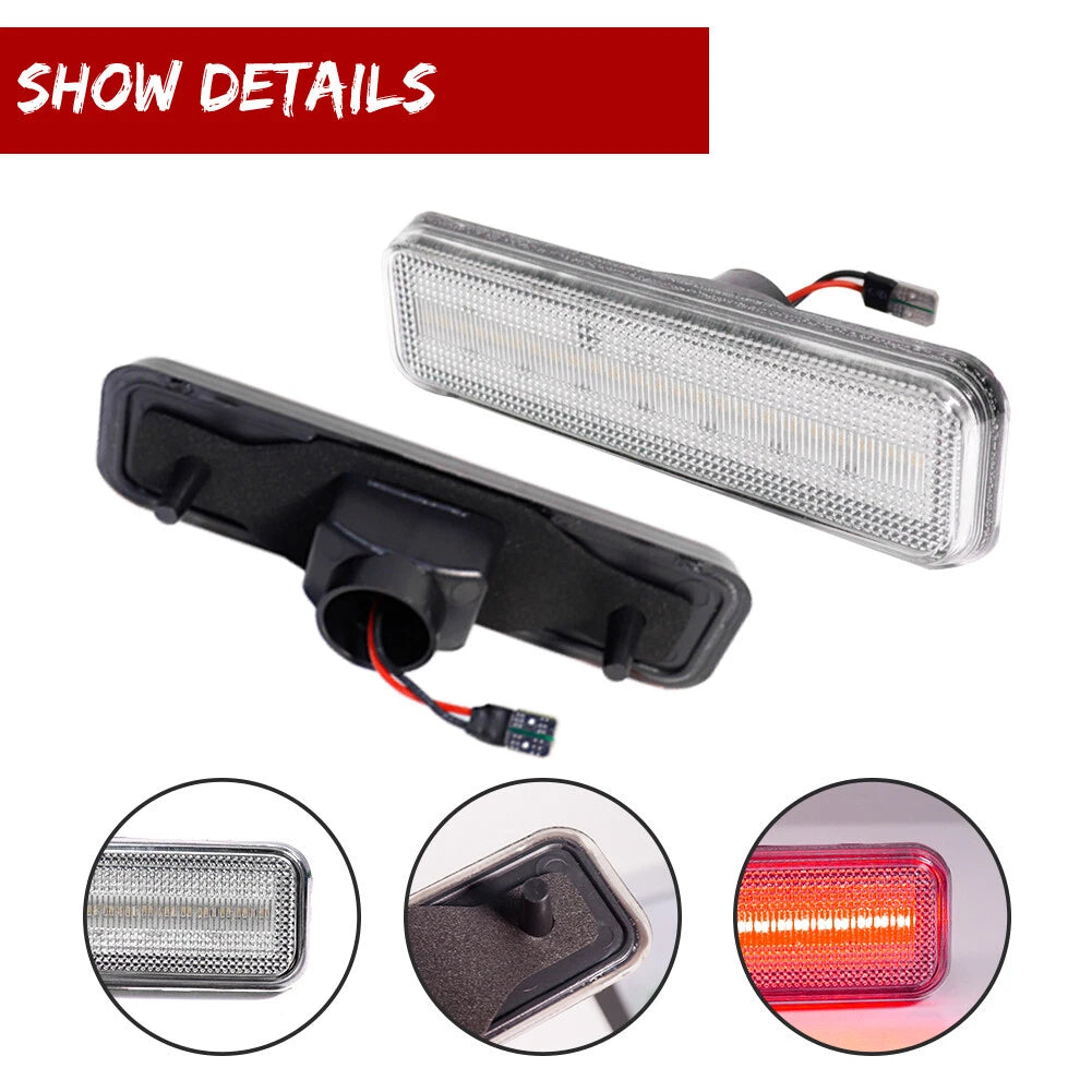 2X Clear Lens Red LED Rear Side Marker Lights for Dodge Plymouth