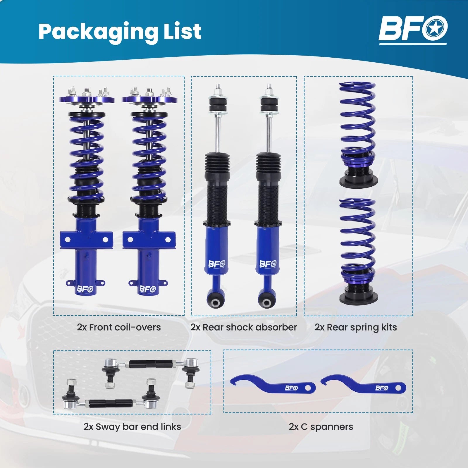 Coilovers for Ford Mustang (2005–2014) Struts Suspension Spring Kits Adjustable Height