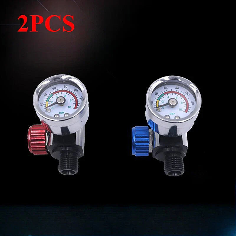 2 x Universal G1/4 Paint Spray Gun Regulator Gauge for All Vehicles