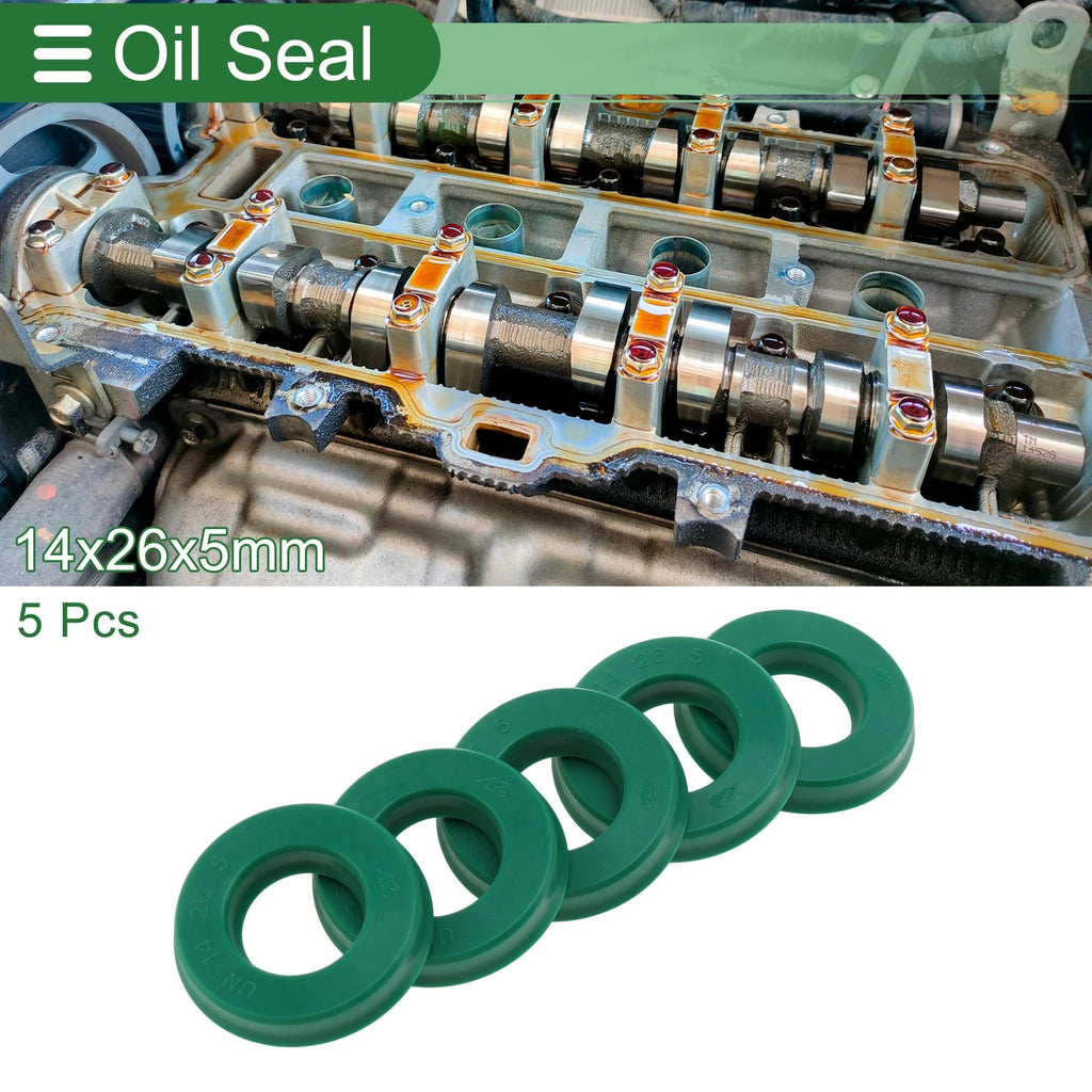 Set of 5 Oil Seal Rotary Shaft Seal 14x26x5mm High Pressure for Automotive