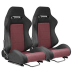 1 Pair Reclinable Racing Seats for Universal Fit (Classic Black PVC)