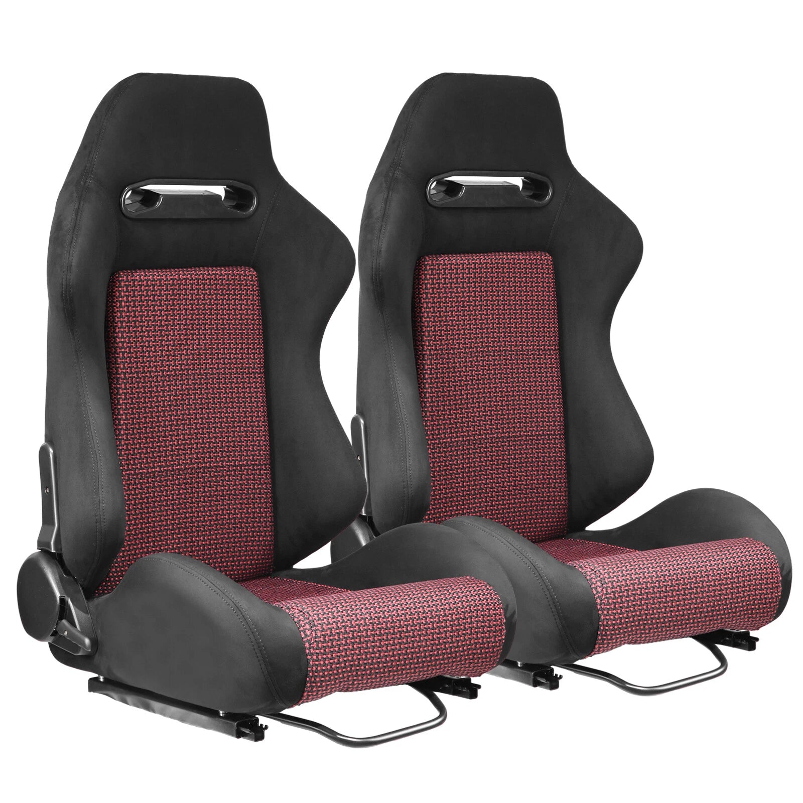 1 Pair Reclinable Racing Seats for Universal Fit (Classic Black PVC)