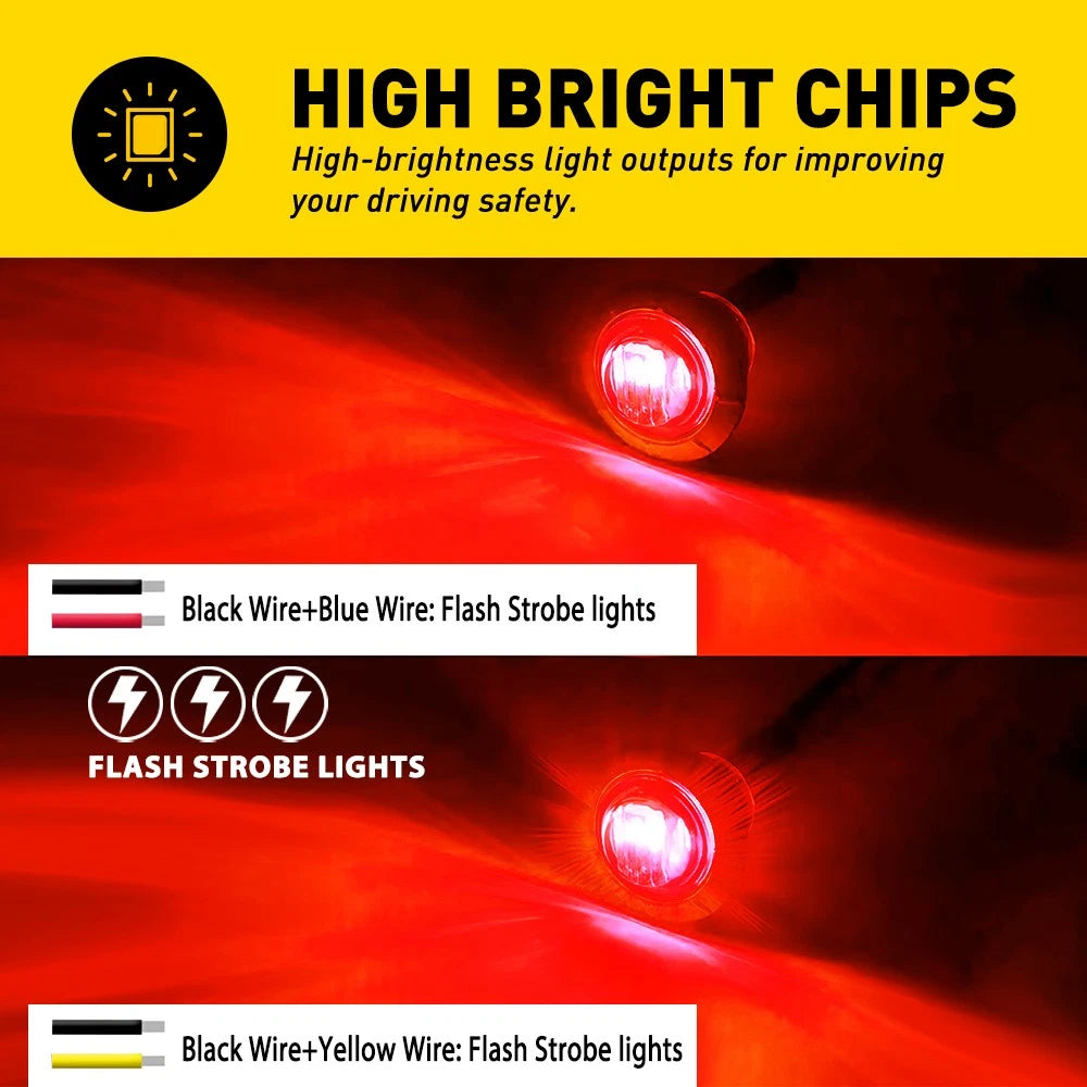 Set of 10 LED Marker Lights for Truck Trailer (Universal)