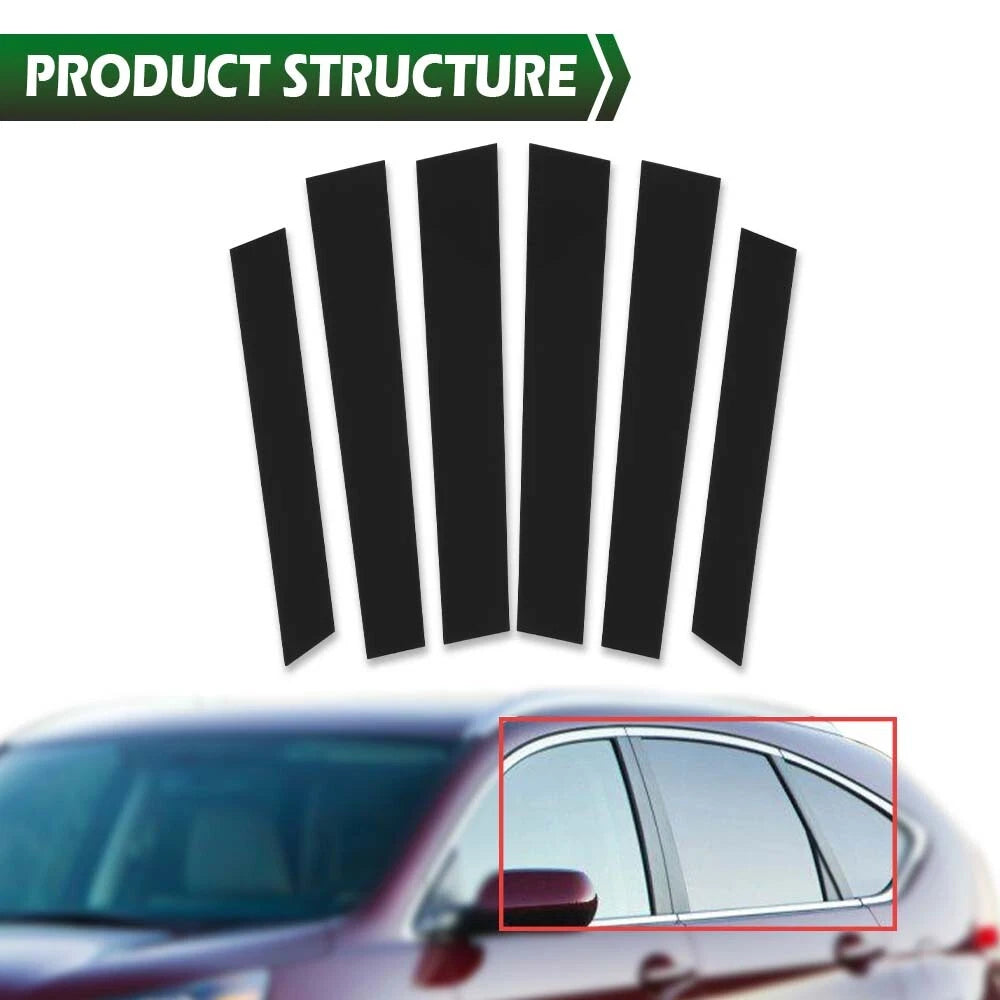 Set of 6 Black Window Pillar Post Covers for Honda CR-V (2007–2011)