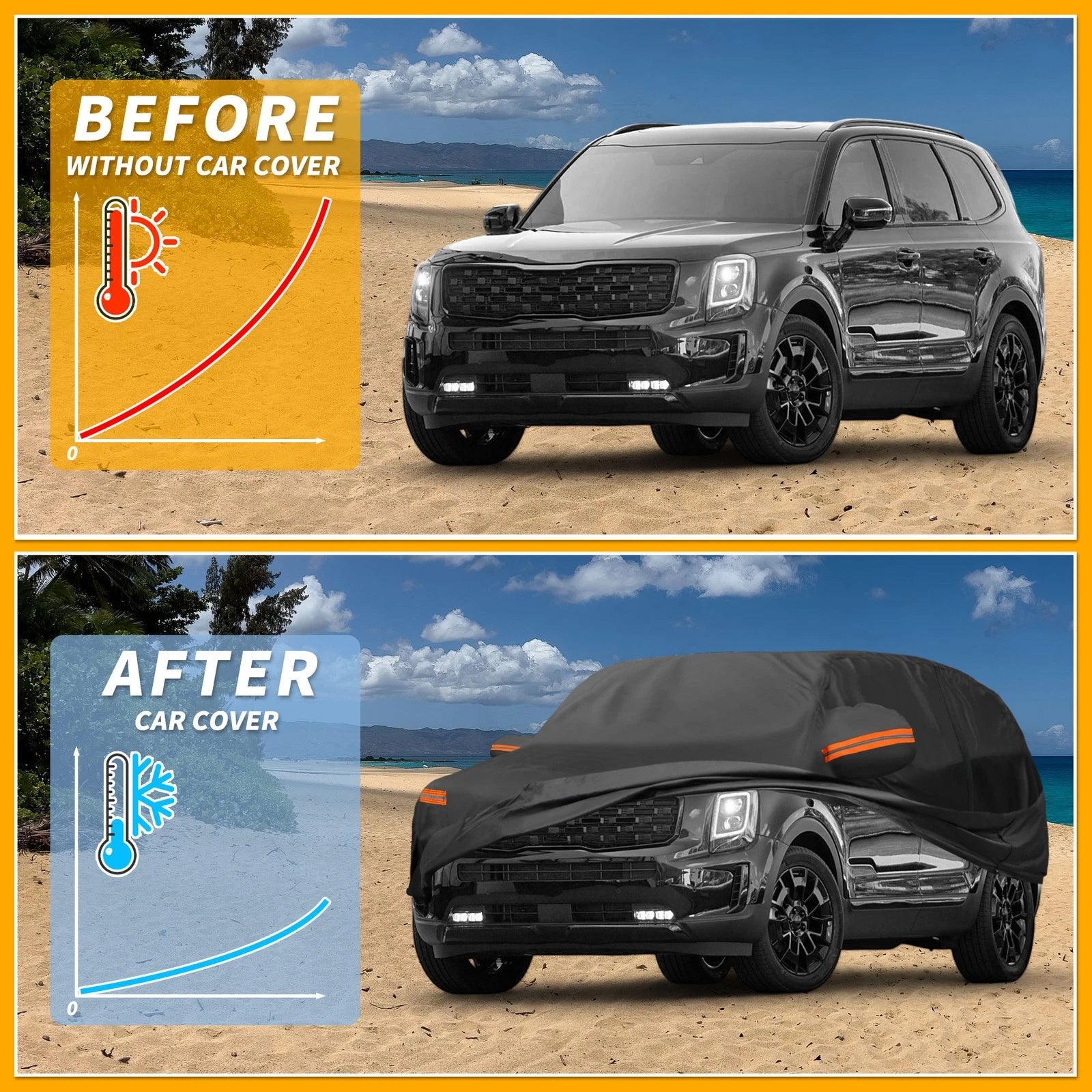 Waterproof Car Cover for Kia Telluride (2019–2023) 190T-PU with Zipper