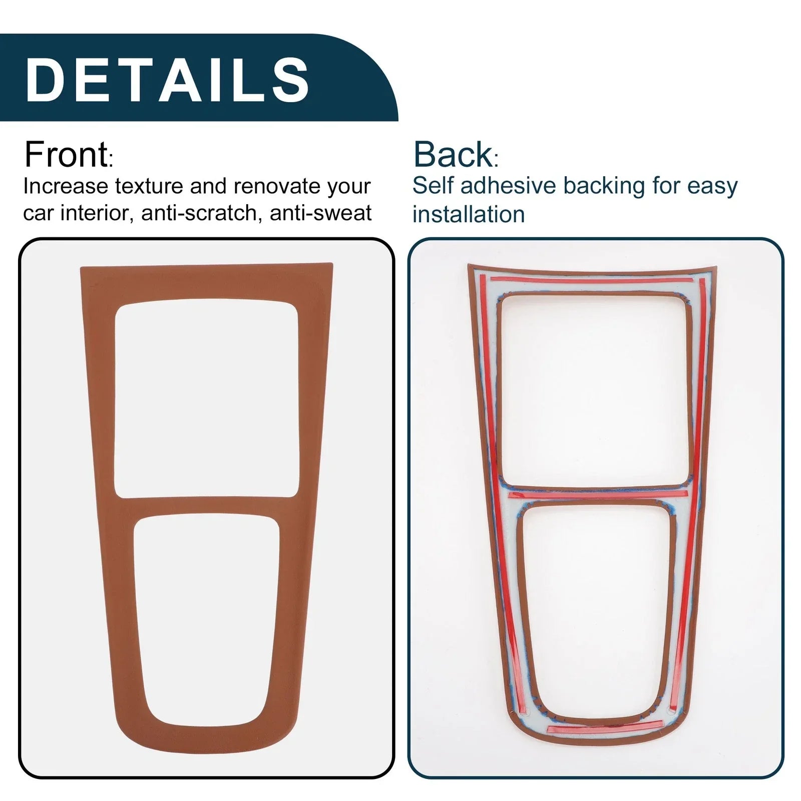 Center Console Panel Sticker for Mercedes-Benz GLA GLB EQA EQB 2020-2024 Brown