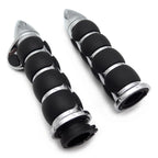 Chrome 25mm Bullet Handlebar Grip Rubber Throttle Boss for Harley Fat Boy