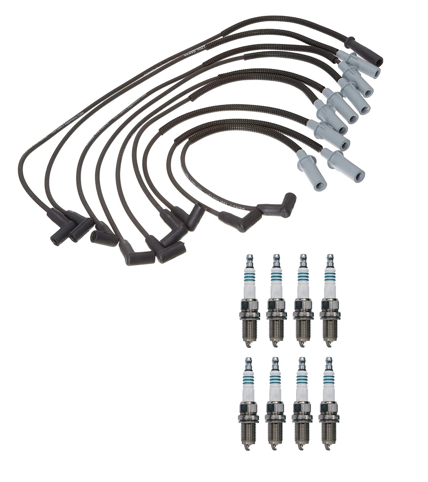 Denso 7mm Wire Set & 8 Iridium Power Spark Plugs for Dodge 5.2L 5.9L V8 (1994–2003)