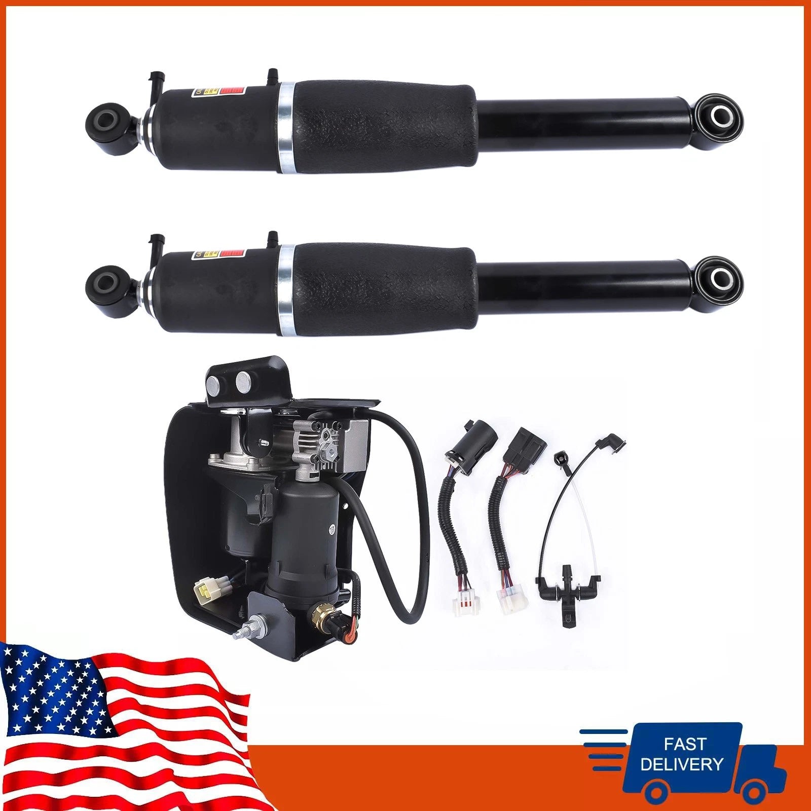 2X Rear Air Shocks with Compressor Pump for Chevy Avalanche GMC Yukon XL (2002–2013)