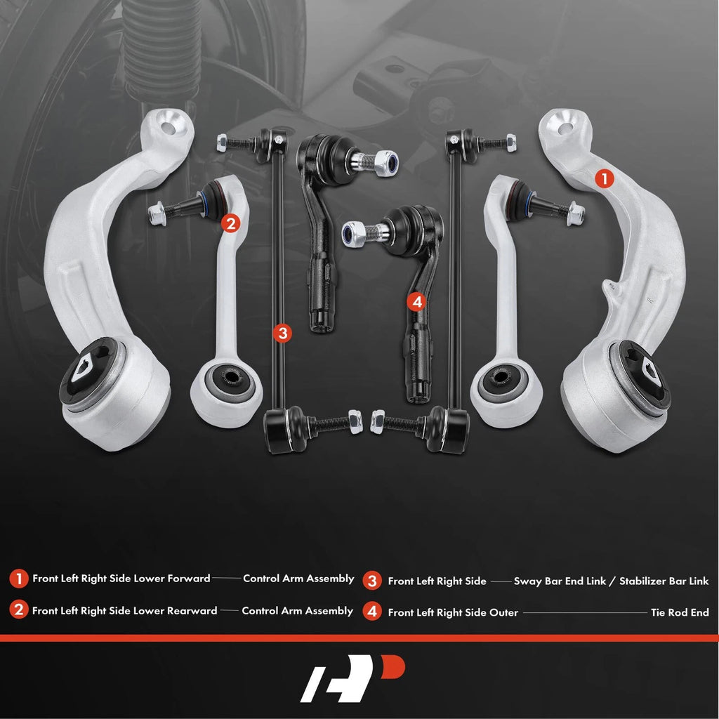 8x Front Control Arm Sway Bar Link Tie Rod End for BMW 5 Series (2007–2016)