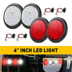Set of 4 Round LED Brake Lights for Truck Trailer (Waterproof)