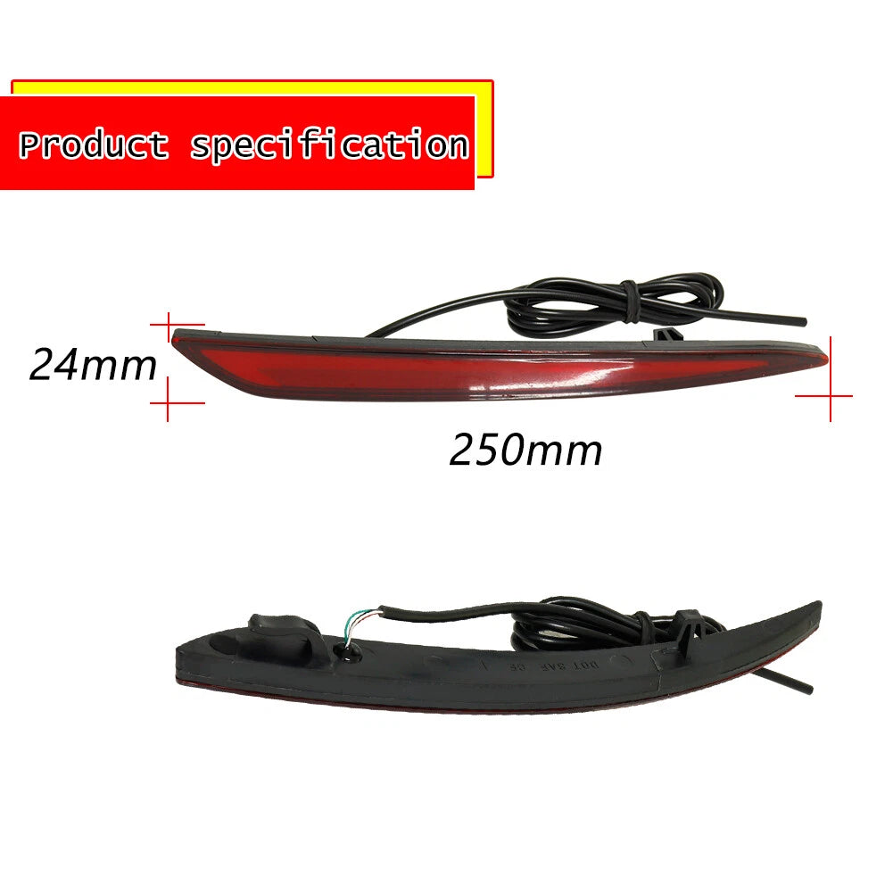 Set of 2 Red LED Rear Bumper Reflectors for Ford Fusion/Mondeo (2013–2018)