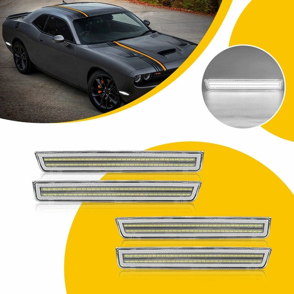 Rear Bumper Side Marker Lights for Dodge Challenger (2015–2022) White Clear