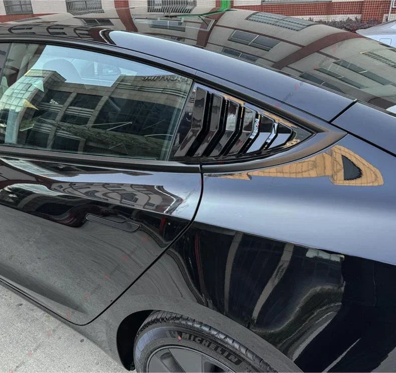 Gloss Black Rear Window Louver Shutter Cover Trim for Tesla Model 3