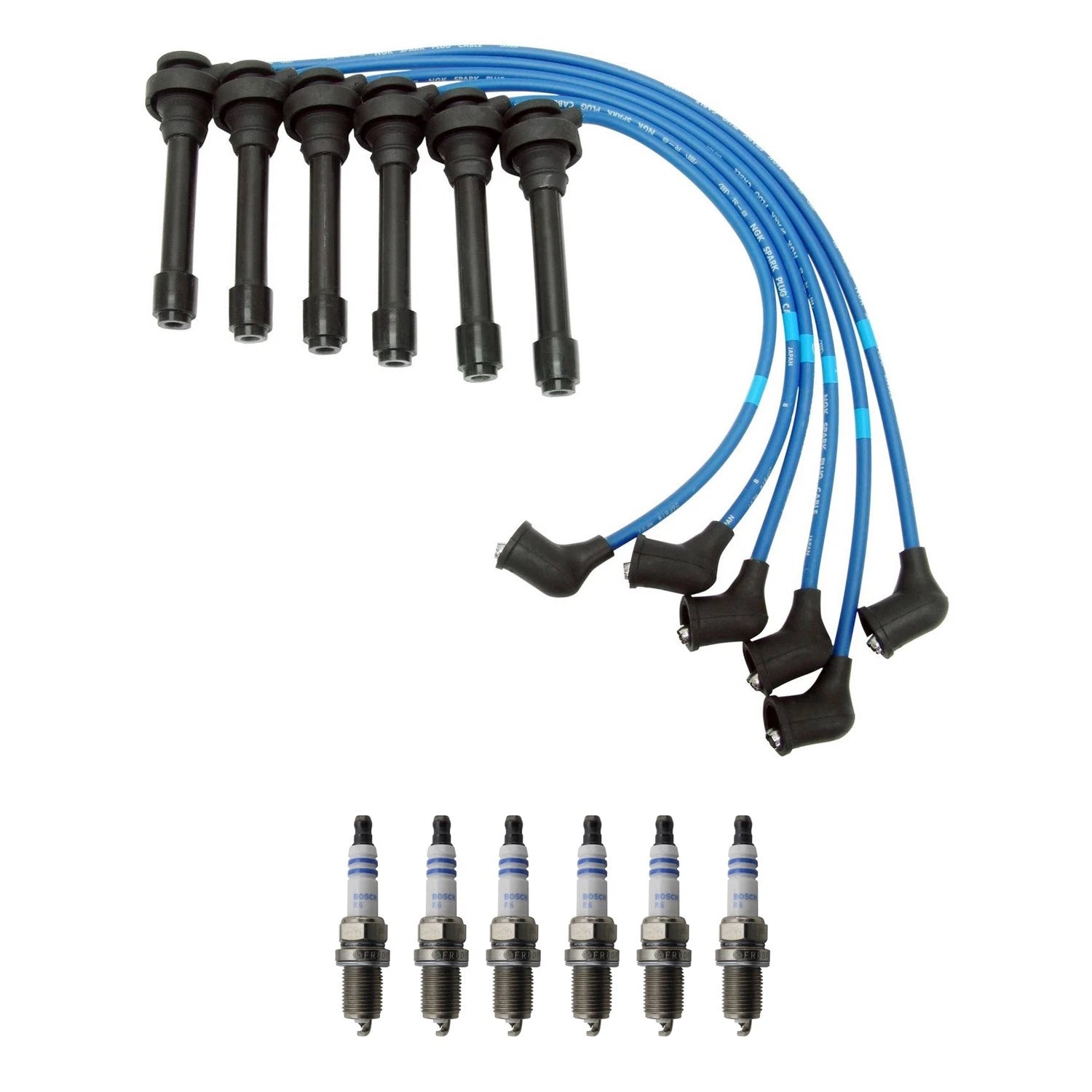 NGK Wire Set & Bosch 6 Double Platinum Spark Plugs for Eclipse Galant (1995–2005)