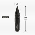 Set of 20 M12X1.5 Black JDM Conical Wheel Lug Nuts + Spike + Extension 20mm