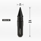 Set of 20 M12X1.5 Black JDM Conical Wheel Lug Nuts + Spike + Extension 20mm