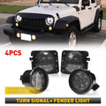 Front Turn Signal Lights for Jeep Wrangler JK (2007–2018) Amber LED Smoked