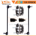 Set of 6 Front Wheel Hub and Bearing Assembly for Hyundai (2009–2010)