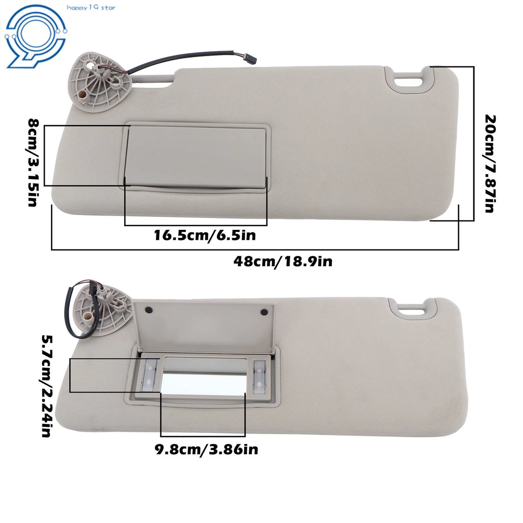 Left Driver Sun Visor with Lights for Dodge Ram 1500 2013–2021, 2500 3500 2013–2018