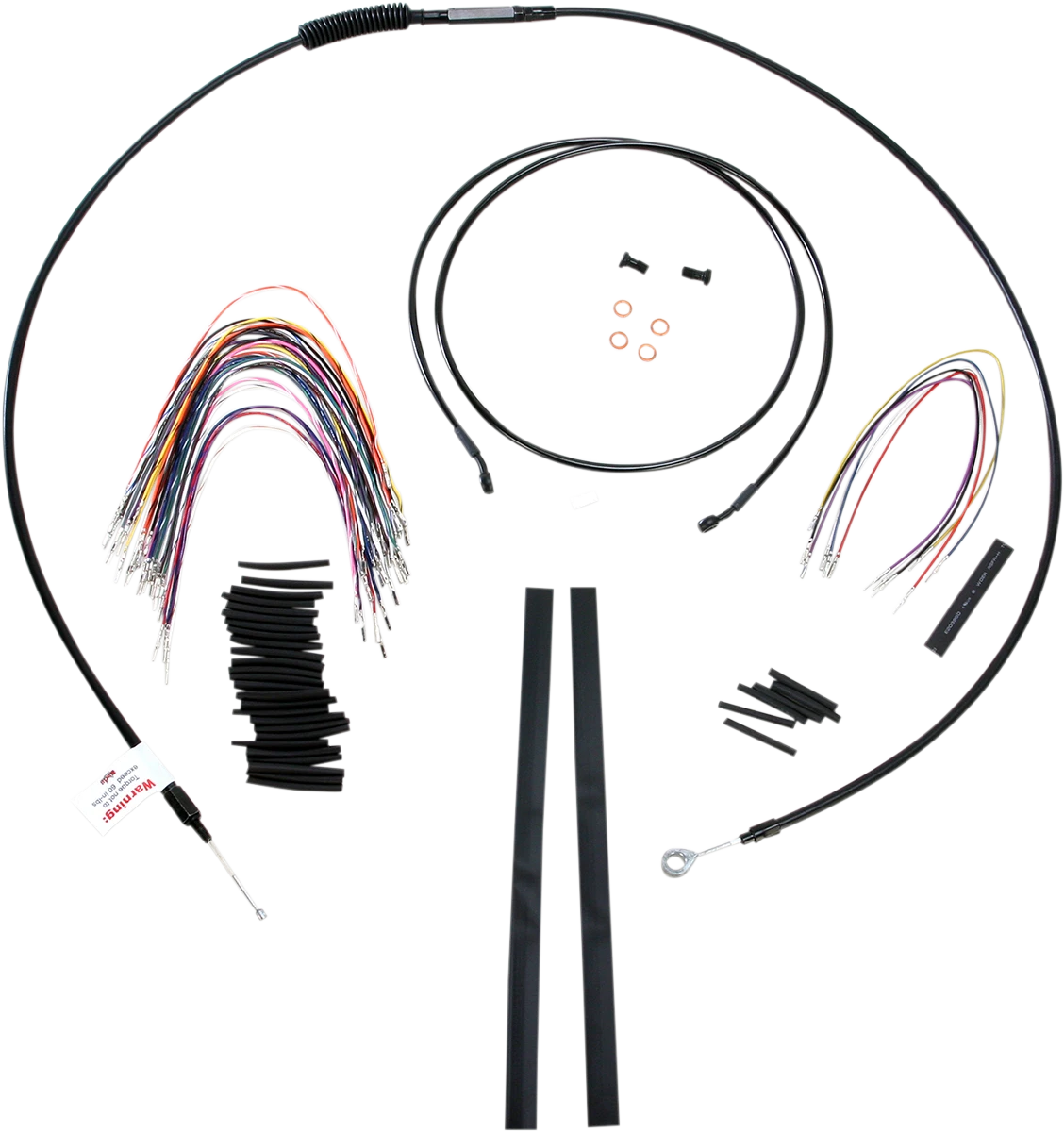 Complete Black Vinyl Handlebar Cable/Line Kit for Harley Ape Hanger