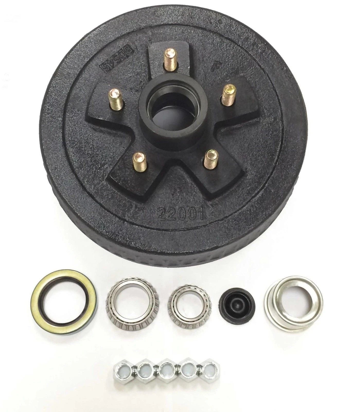 10" x 2-1/4" Trailer Brake Hub Drum Kit 5 on 4.5" for 3500 lbs axle (22001K)