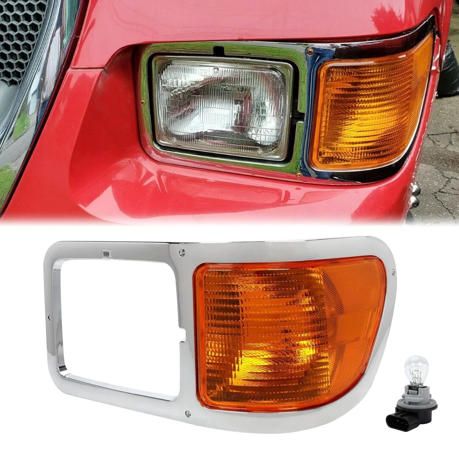 Headlight Bezel Trim Left Driver for Ford F650 F750 (2000–2015) W/ Corner Light Bulb