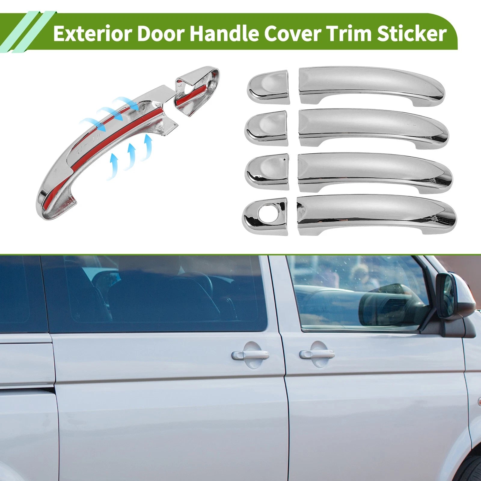 Set of 8 Exterior Door Handle Cover Trim for Volkswagen Transporter