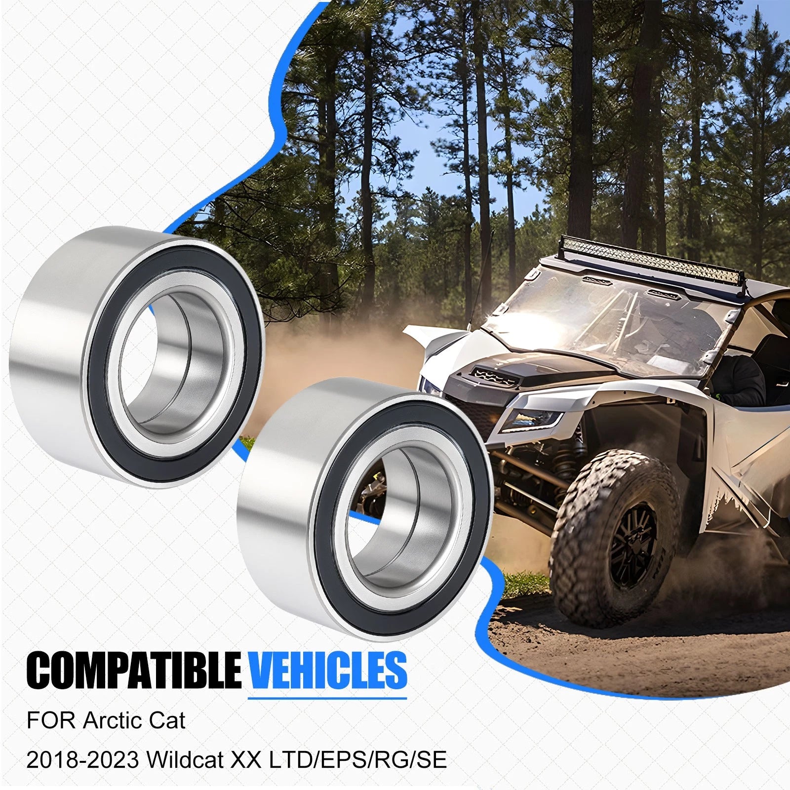2X Front/Rear Wheel Bearing 2402-412 for Arctic Cat Wildcat XX (2018–2023)