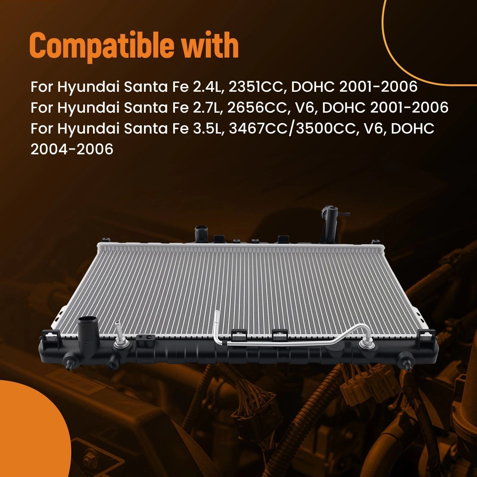 Cooling Radiator Assembly for Hyundai Santa Fe 2.7L V6 (2001–2006) HY3010119