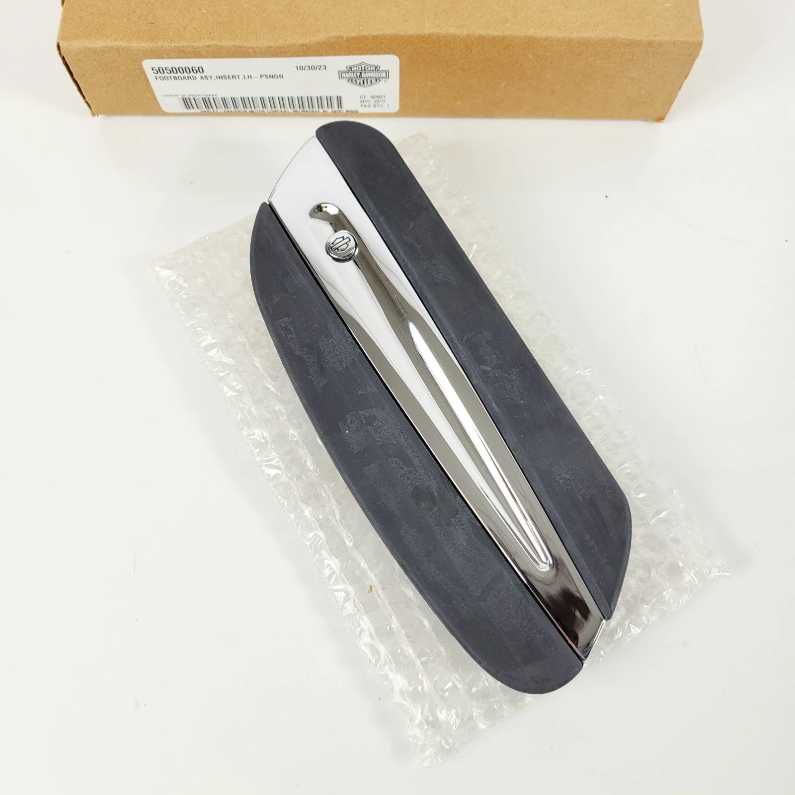 OEM Chrome Left Side Passenger Floorboard Insert for Harley CVO (2013–2014)