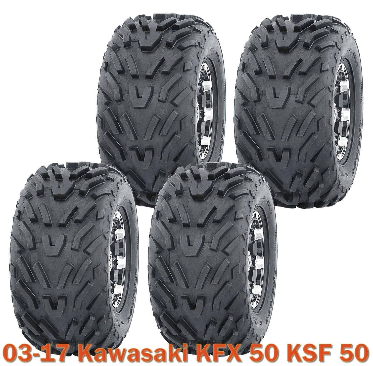 Set of 4 Tires 16x8-7 4PR for Kawasaki KFX 50 KSF 50 (2003–2017)