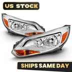 Halogen Headlight Set for Ford Focus (2012–2014) Chrome Driver+Passenger