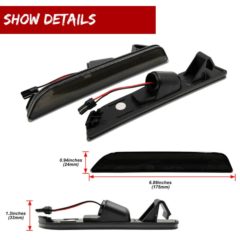 Red LED Smoked Rear Bumper Side Marker Lamps for Ford Mustang (2010–2014)