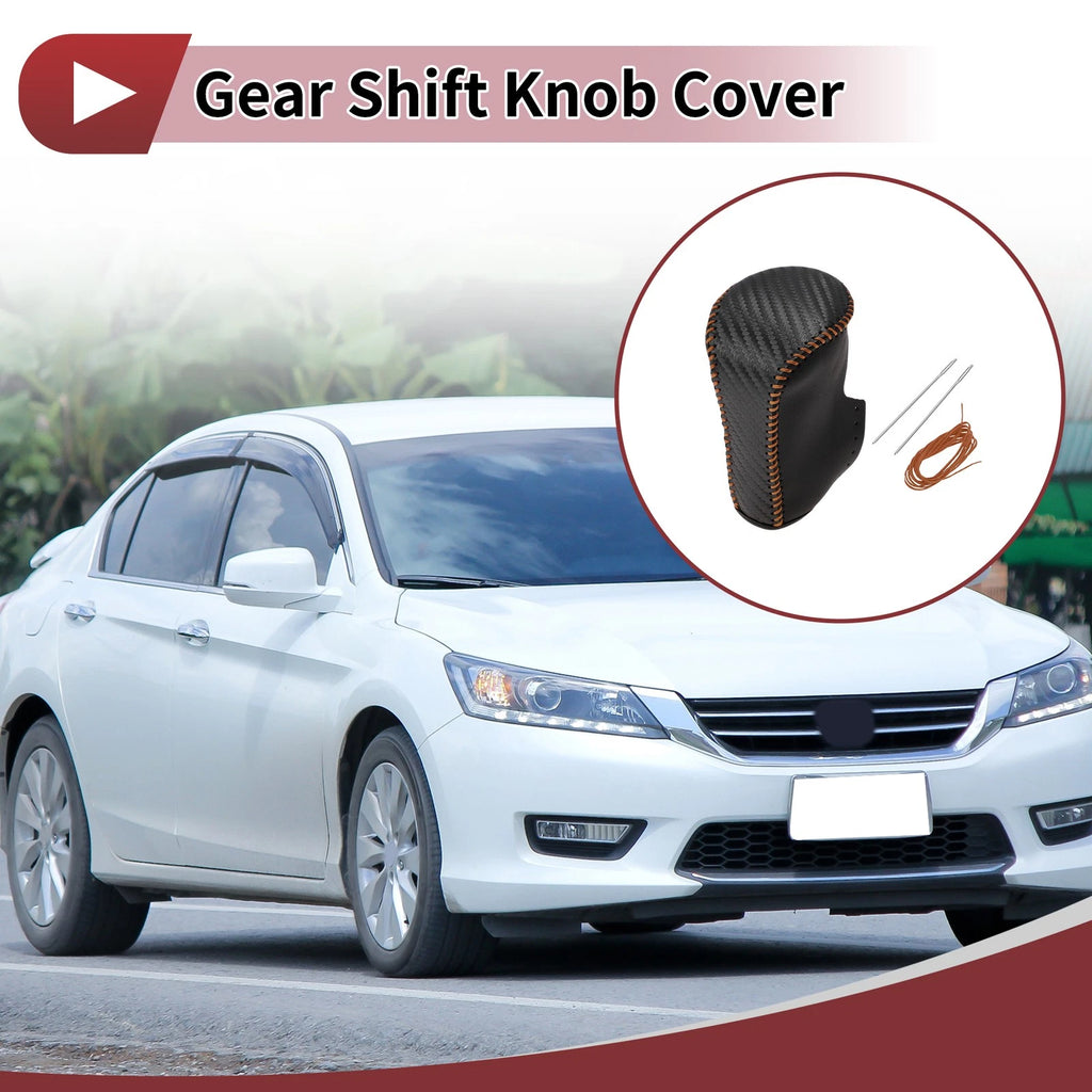 1 Pc Gear Shift Knob Cover for Honda Accord (2008–2012) Black Orange Leather