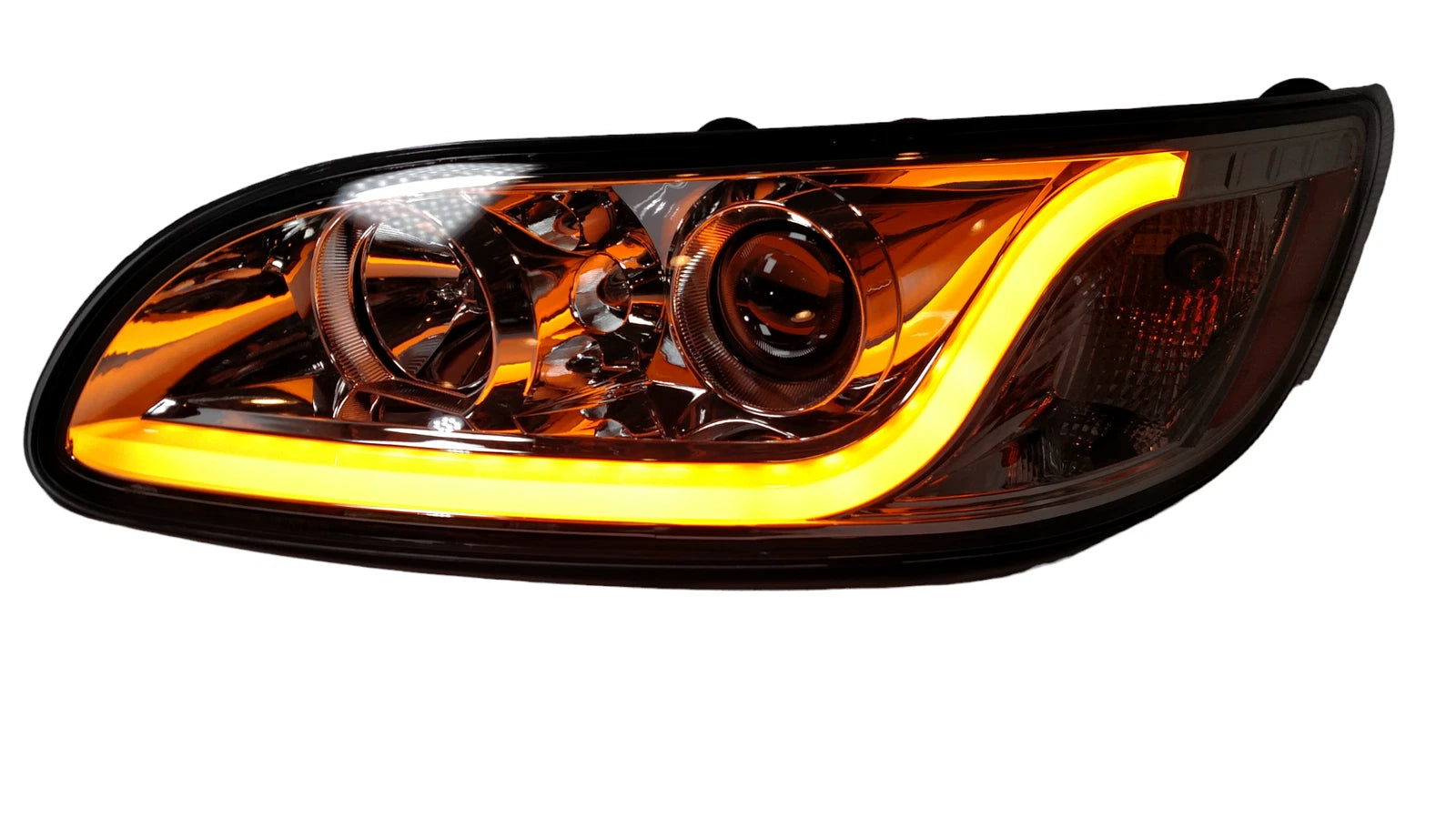 Chrome Projection Headlights Dual Function LED Light Bar for Peterbilt 386 (1990–1995)