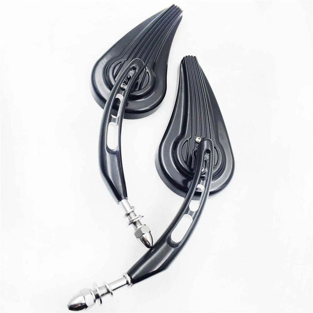 Black Raindrop Side Racing Mirrors for Harley Iron 883 1200 Custom Roadster (2009–2023)