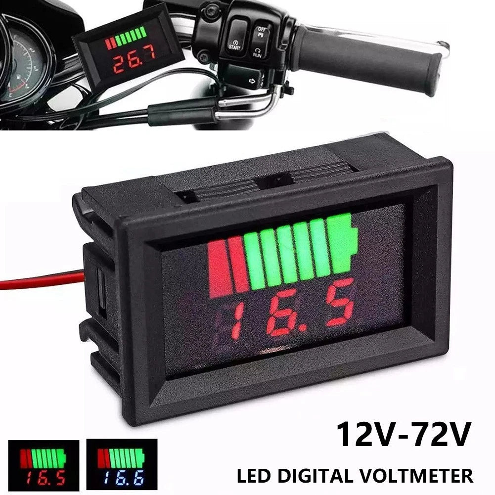 2X 12V 72V Digital Voltmeter Battery Gauge for Car Marine Motorcycle